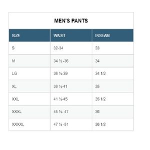 Pant Sizing Chart