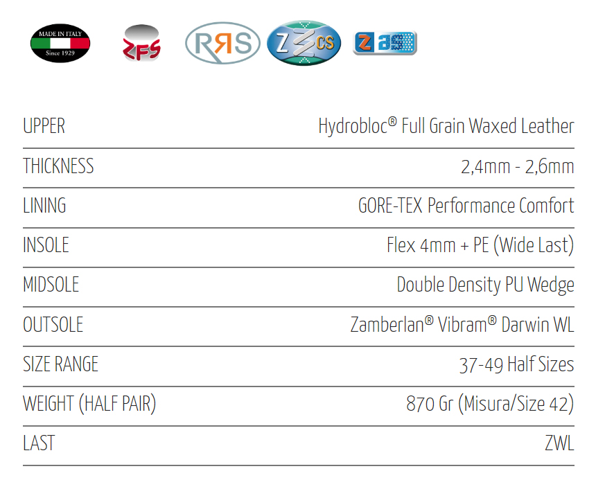 Zamberlan Size Chart