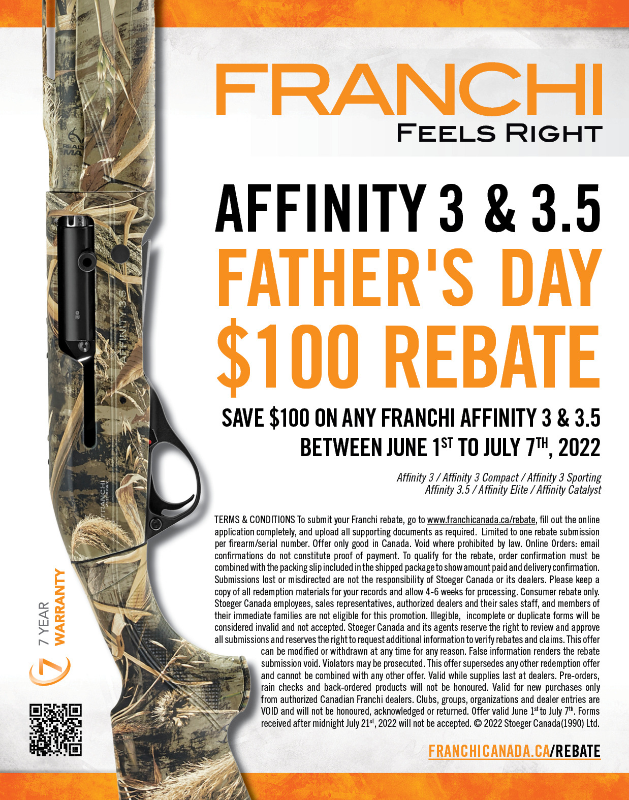 Franchi Affinity Rebate 2022 Poster And Terms