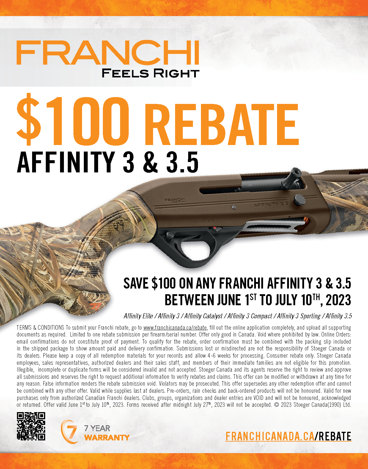 Franchi Save 100 On Any Affinity 3 3 5 Stoeger Canada