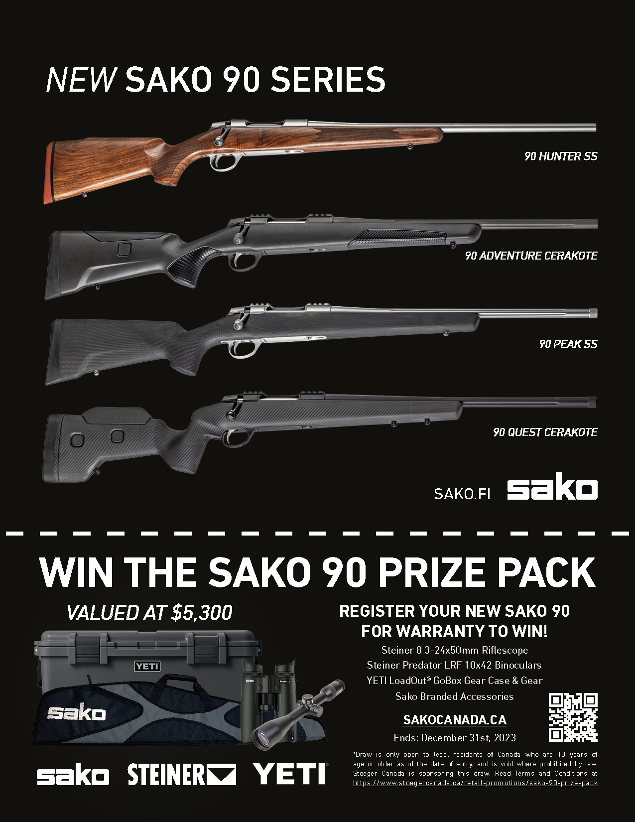 Sako 90 Prize Pack 2023 yeti steiner 